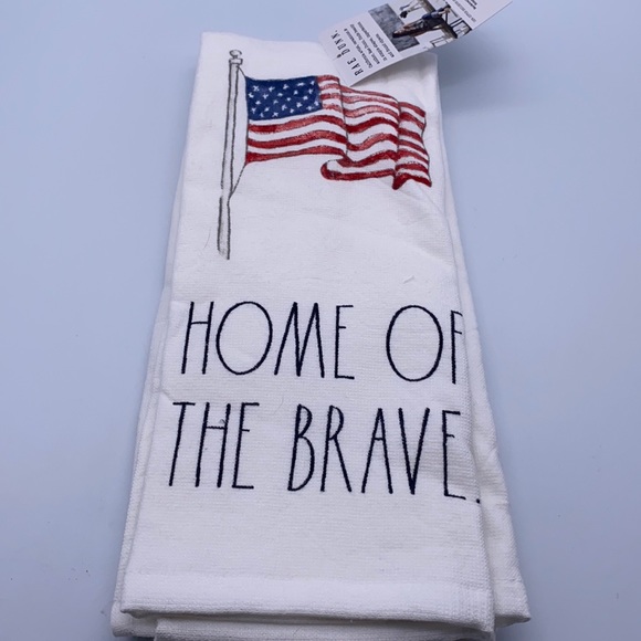 Rae Dunn HOME OF THE BRAVE Kitchen Towels